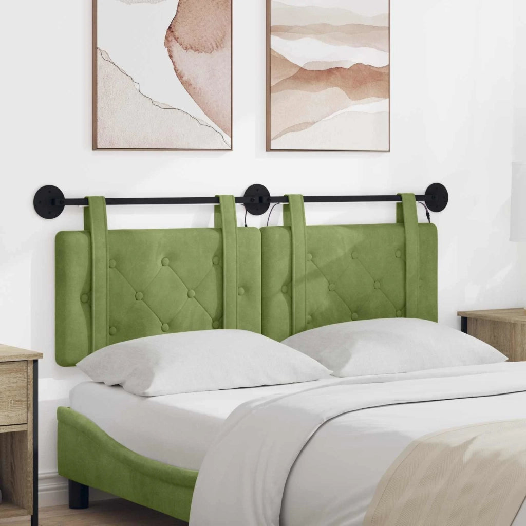 Testiera sospesa Con luce LED Verde chiaro Velluto