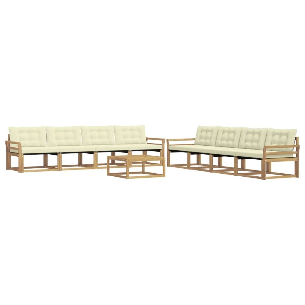 Set di divani da esterno 9 pcs Bianco e Crema 79 x 79 x 37 cm