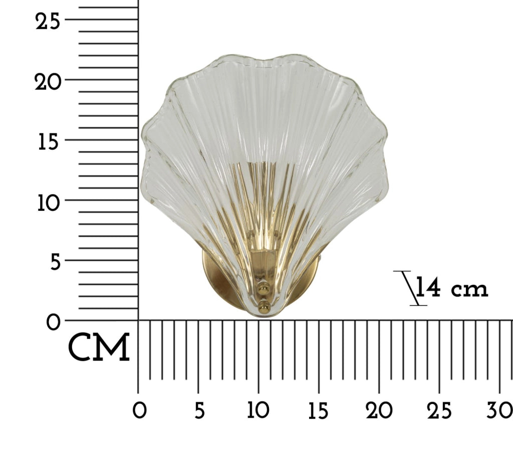 Lampada da Muro Shell 20x14x22 cm in Vetro e Ferro Oro e Naturale