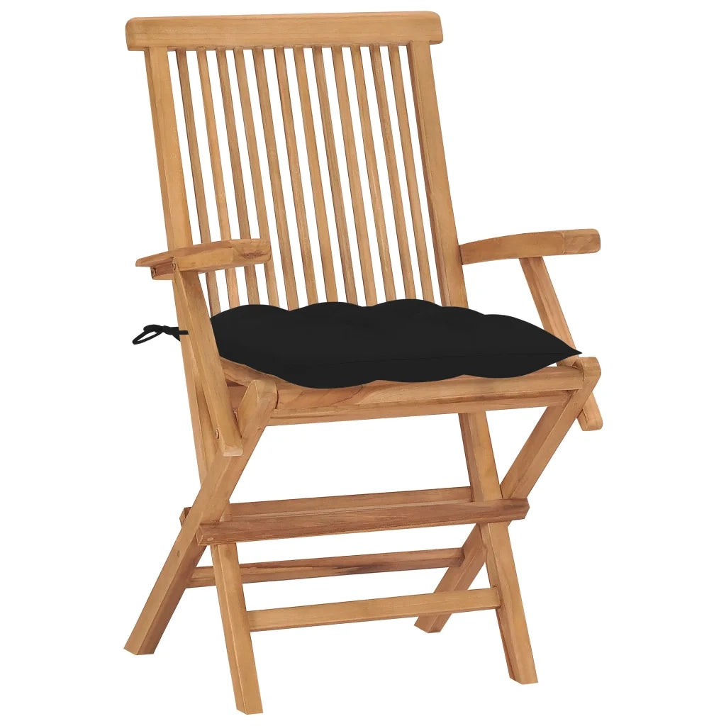 Sedie da Giardino con Cuscini Neri 8pz Legno Massello di Teak 3072911