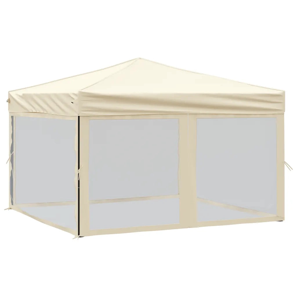 Tenda per Feste Pieghevole con Pareti Laterali-Tenda Gazebo Crema 3x3 m 116180