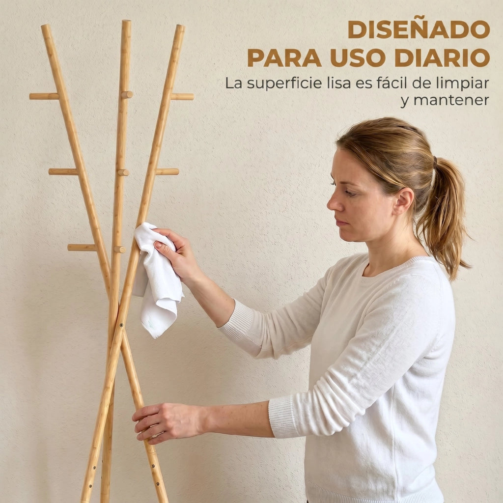 Appendiabiti in Bamb¨´ con Ripiani e Ganci ¨C Zephmum ¨C 58,5x58,5x176 cm Colore Naturale