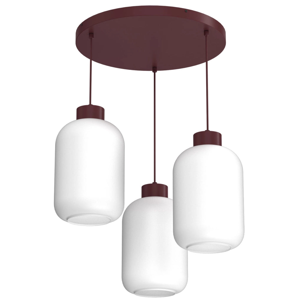 Lampada sospesa Galante 3 luci bordeaux bianco Luminex