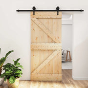 Porta scorrevole Naturale e Nero 95 x 210 cm
