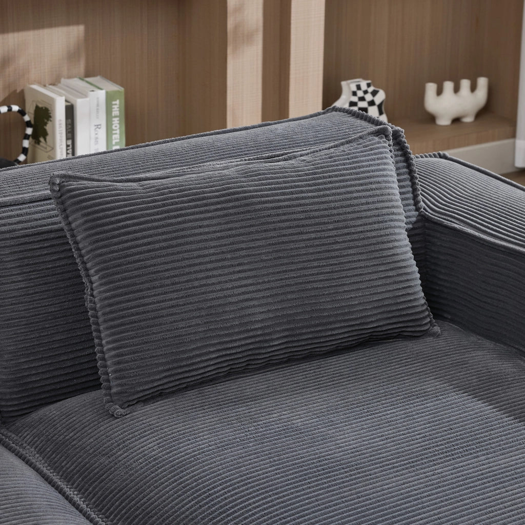 Divano 235.0x129.0x70.0 cm compatto in poliestere grigio