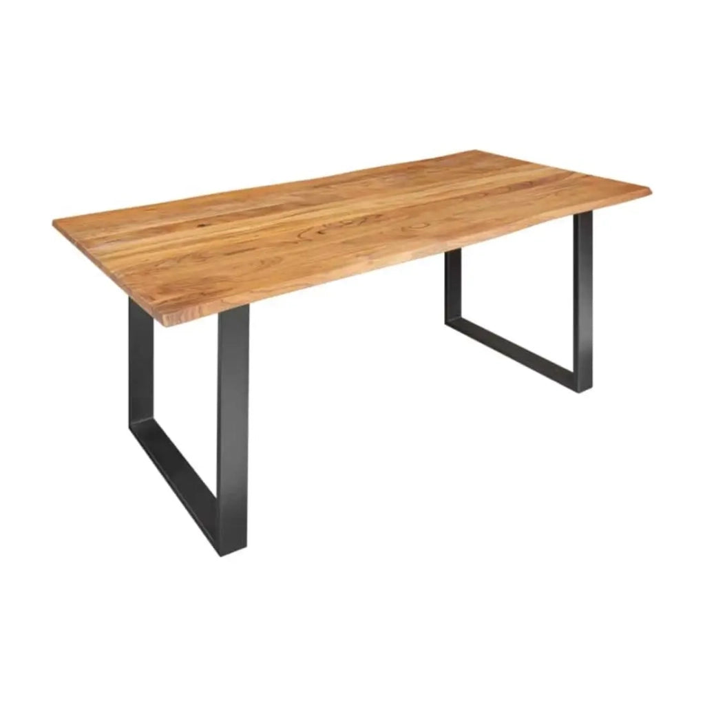 Tavolo da pranzo ARKAYA 180 cm – Piano in legno di acacia selvatica verniciato e gambe in metallo nero a U – Stile industriale