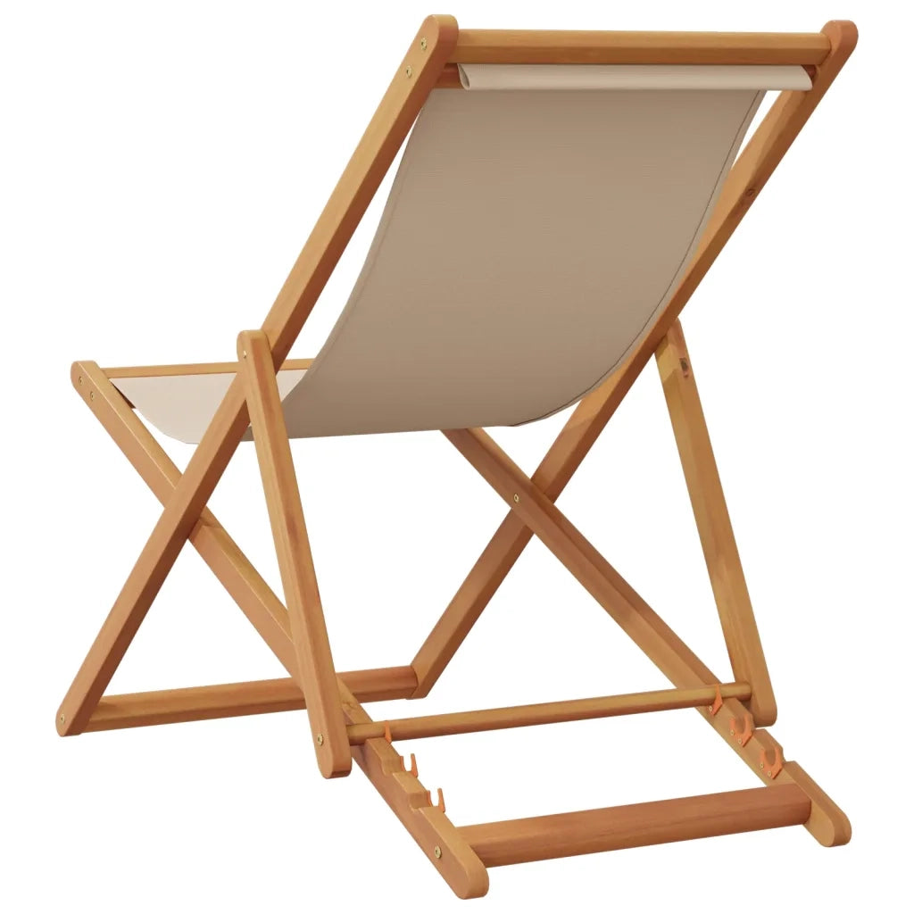 Sedie da Spiaggia Pieghevoli 2 pz | Sedie da Esterno Beige in Tessuto e Legno