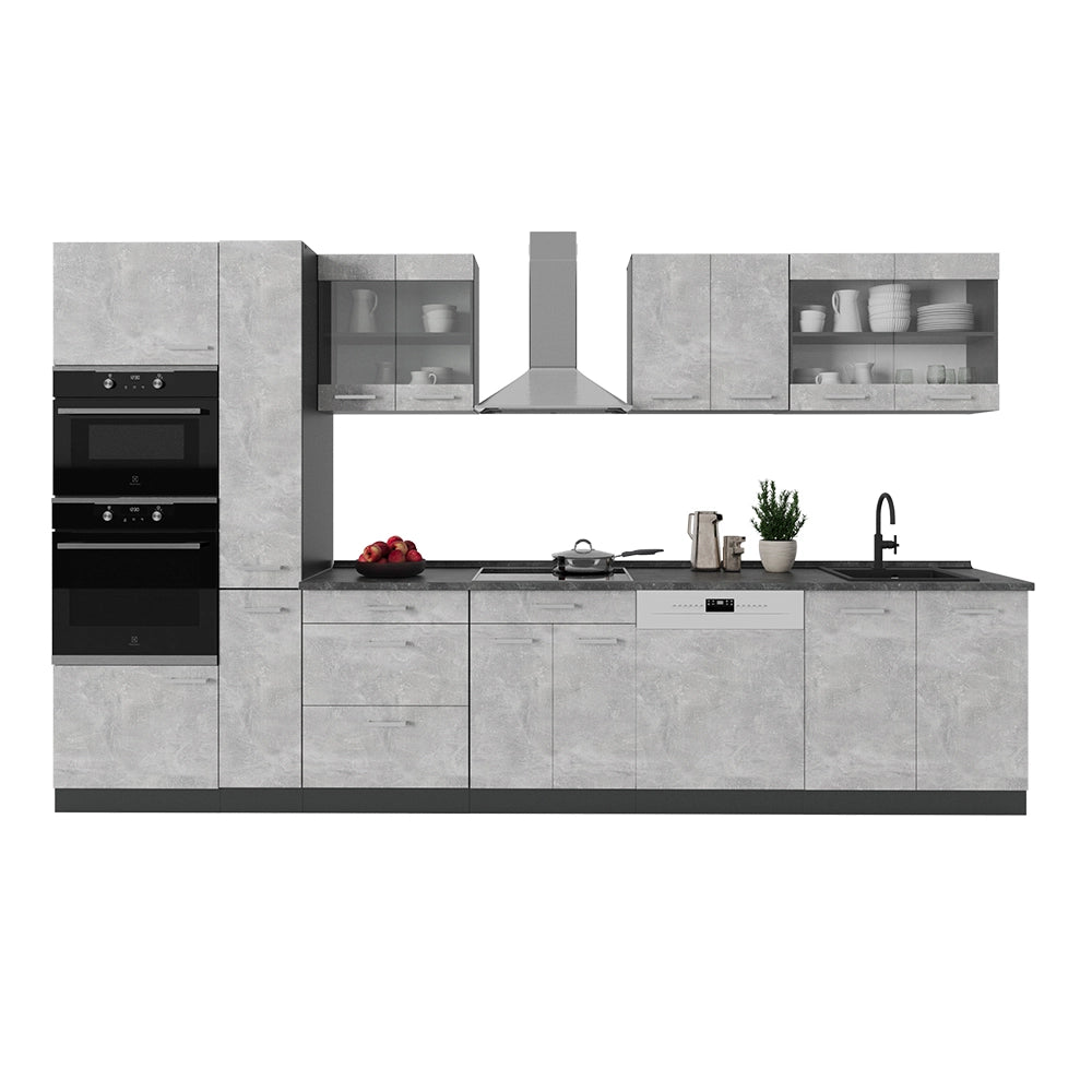 Vicco Cucina componibile Calcestruzzo/antracite 350 cm senza piano di lavoro