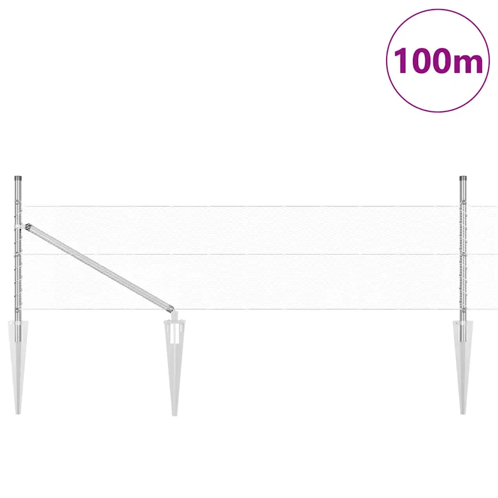 Palo della recinzione Argento 100 x 0,5 m (rete da 13 mm)