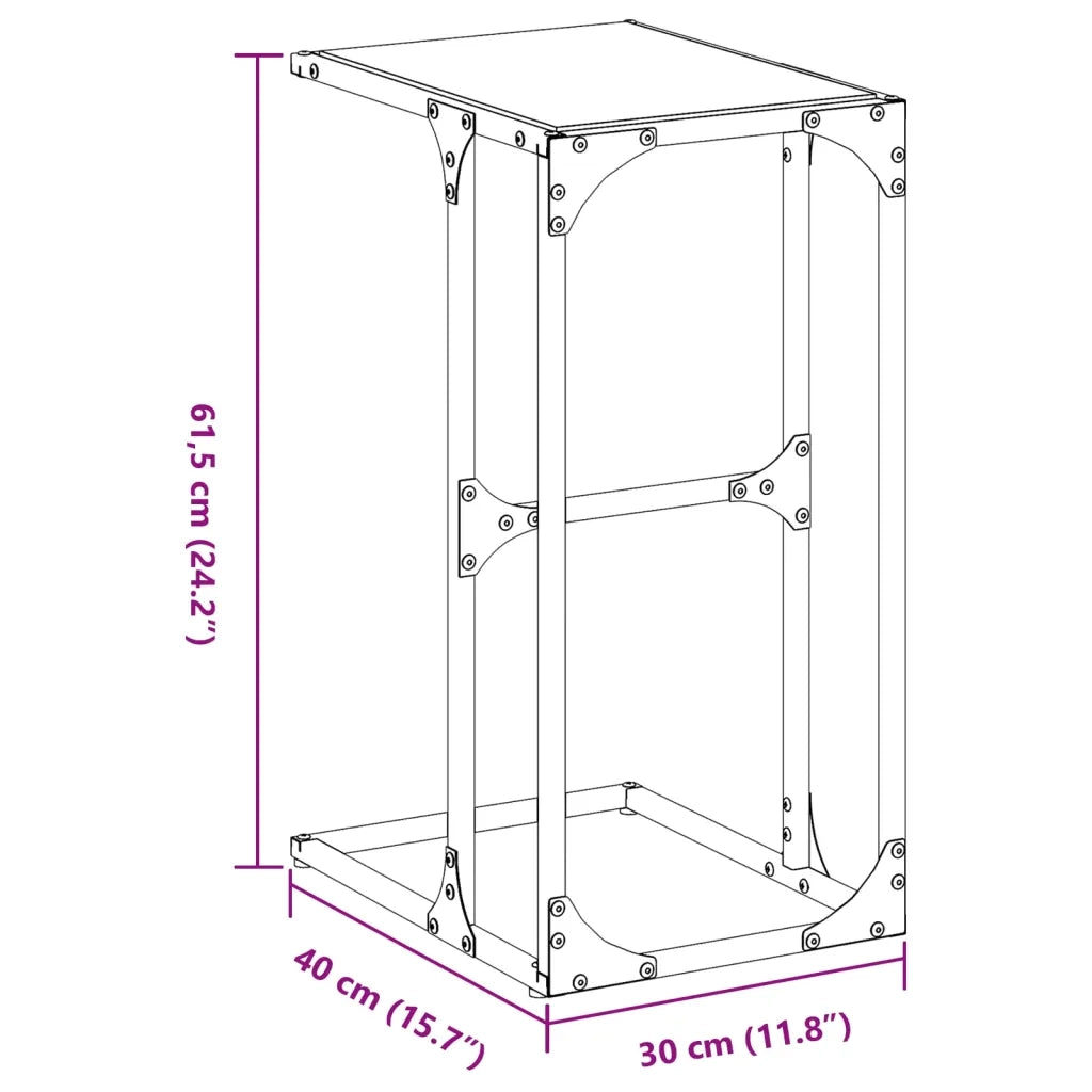 vidaXL Tavolino con Vetro Nero 40x30x61,5cm in Acciaio
