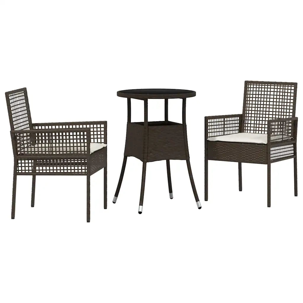 Set da Pranzo per Giardino 3 pcs Marrone polyrattan 3334943