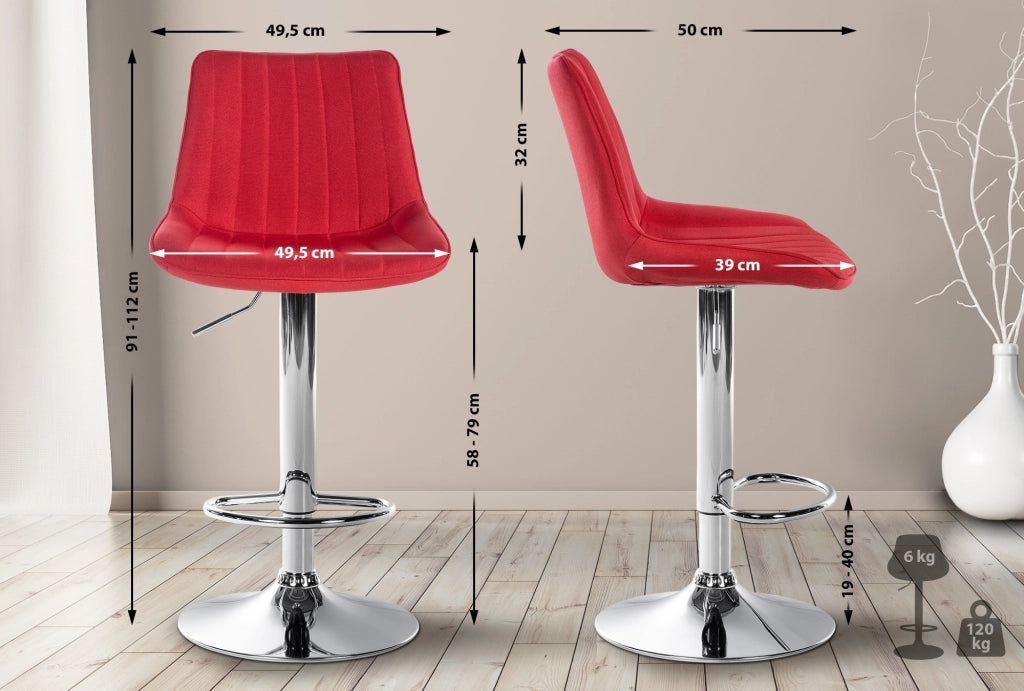 2er Set Barhocker Toni Stoff chrom