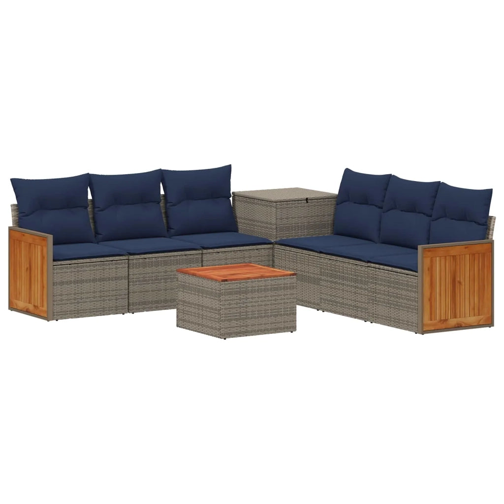 Set di divani 8 pz Grigio e Blu Navy Rattan sintetico e Acciaio 3448643