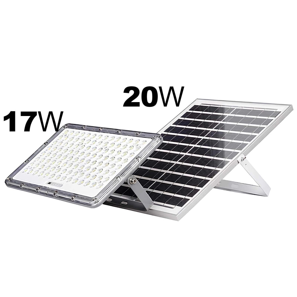 Proiettore Solare LED 17 W con Pannello Solare 20 W e Rilevamento Automatico Grigio Avizar