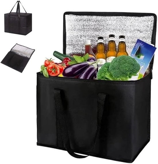 Cappa portatile - Con pannello inferiore - 41 x 26 x 33 cm Grande sacchetto isolato - Sacchetto portatile riutilizzabile isolato per spese - Sacchetto isolato per campeggio, picnic, shopping, auto, barbecue