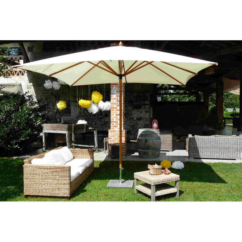 Ombrellone palo centrale Fibrasol wood Made in Italy - 300 x 300 cm - Ecru