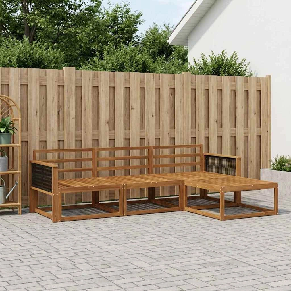 Set di divani da esterno 4 pz Naturale Legno di Acacia Massello 3382462