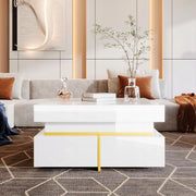 Tavolino da caff?? con cassetti - Xylo - 70x35.5x70cm, dettagli dorati