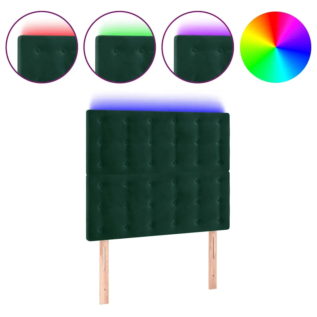 Testiera a LED-Testata con LED verde Scuro 80x5x118/128 cm in Velluto 191758