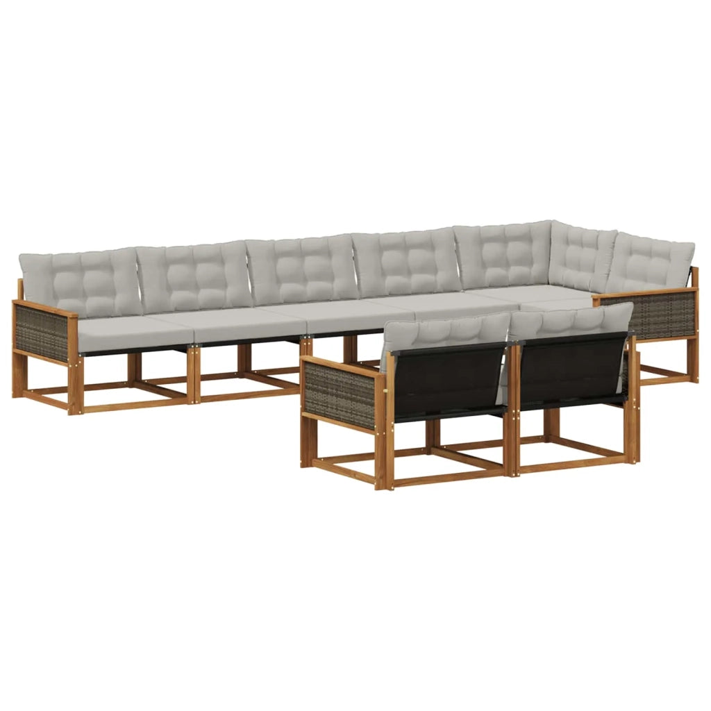 Set di divani da esterno 8 pz Naturale e Grigio Chiaro 3381499