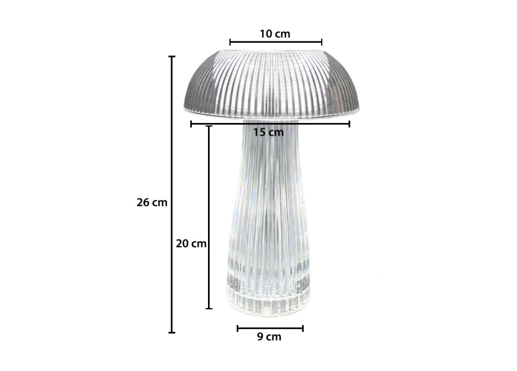 Lampada Led Da Tavolo Controllo Touch Ricaricabile Trasparente Mushroom