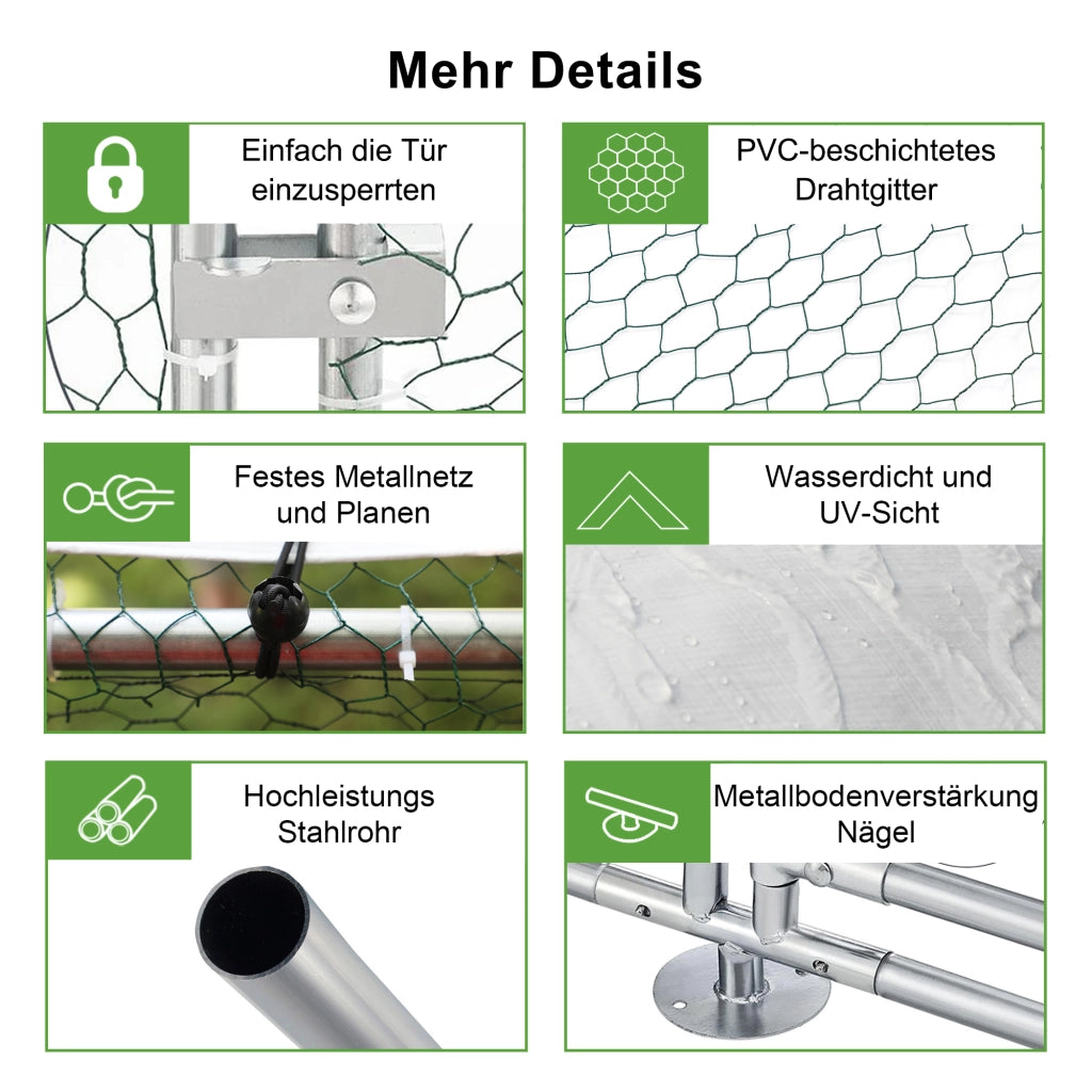 RECINTO PER POLLAME 3 x 1 x 1,5 m in metallo zincato, argento