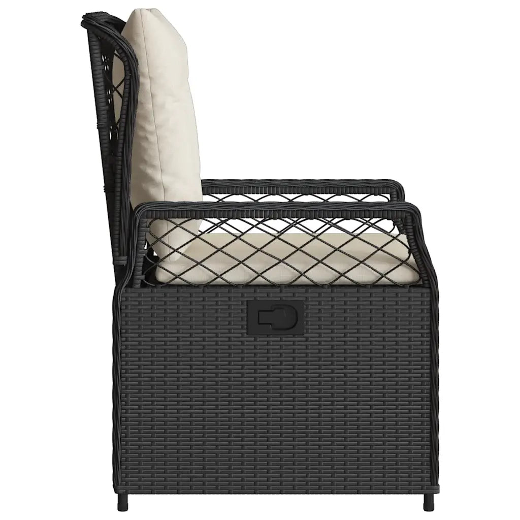 Sedie da Giardino Reclinabili 2 pz | Sedie da Esterno Nere in Polyrattan