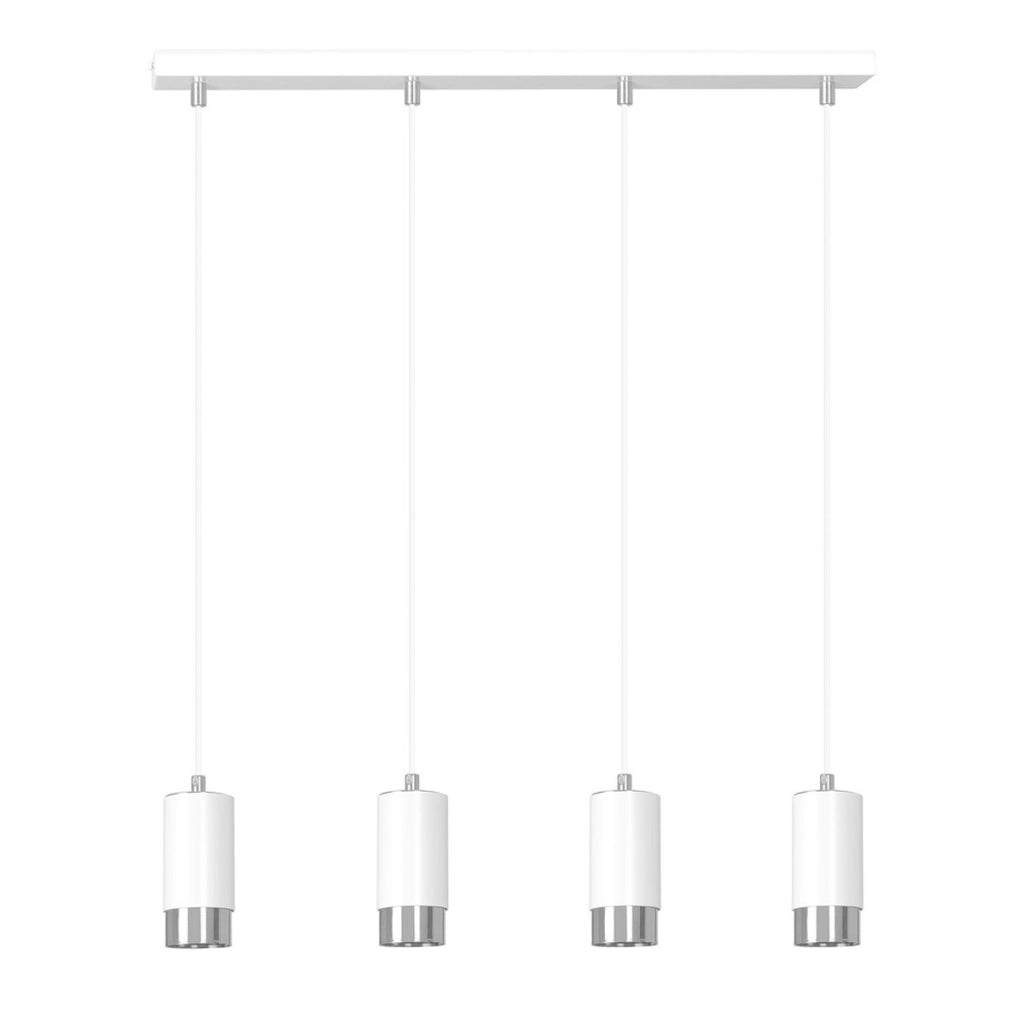 Lampada a sospensione FUMIKO in acciaio bianco e cromo