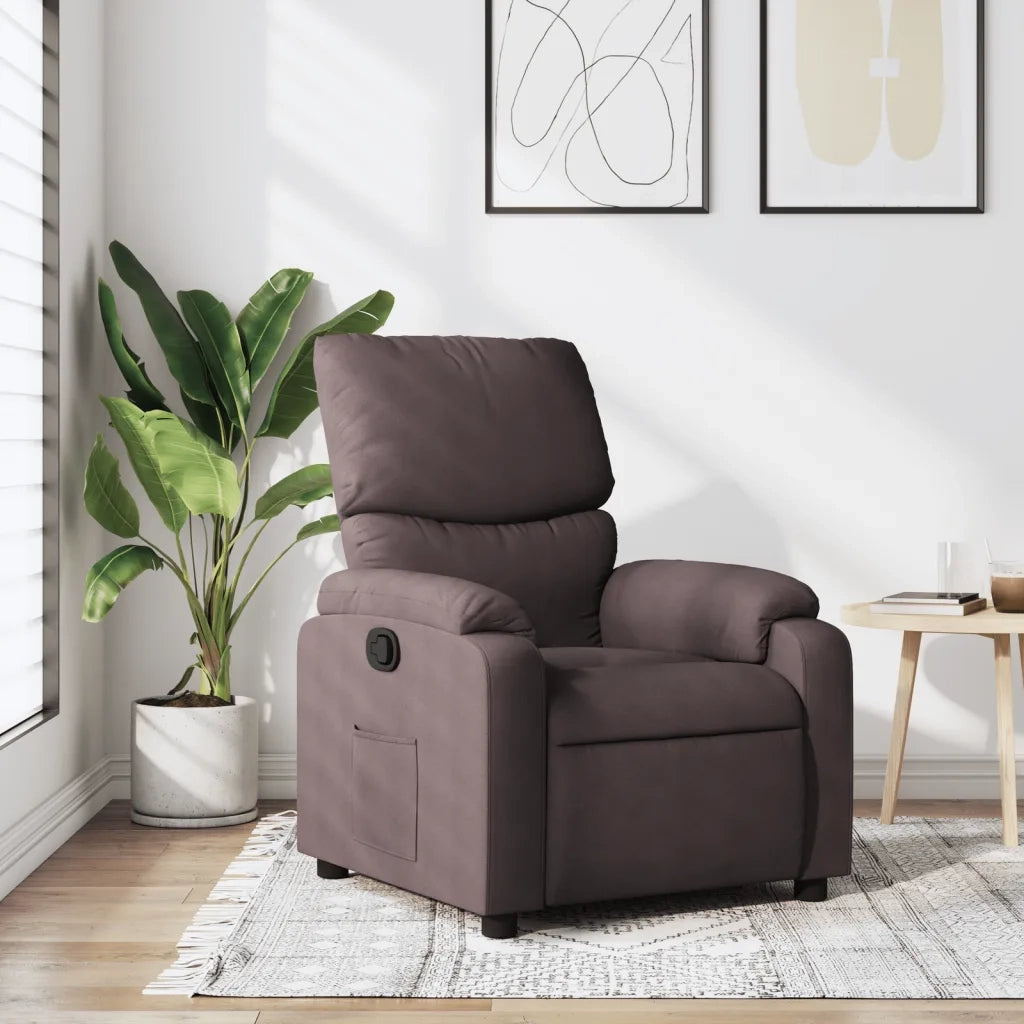 Poltrona | Sedia Relax Reclinabile Marrone Scuro in Tessuto
