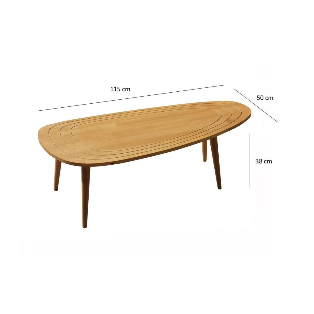 Tavolino da salotto Eugenia, Tavolo basso da caffè, Portariviste per divano, Ripiano da soggiorno, 115x50h38 cm, Rovere