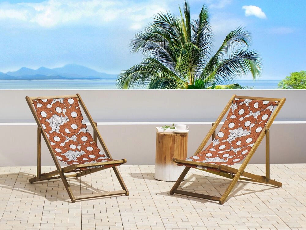 Set di 2 teli sostitutivi per sdraio papaveri di colore beige stile moderno esterno