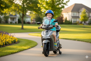 Scooter Elettrico per Bambini Licenza Ufficiale Honda SH125 12V con Ruote EVA e Sedile Pelle Grigio