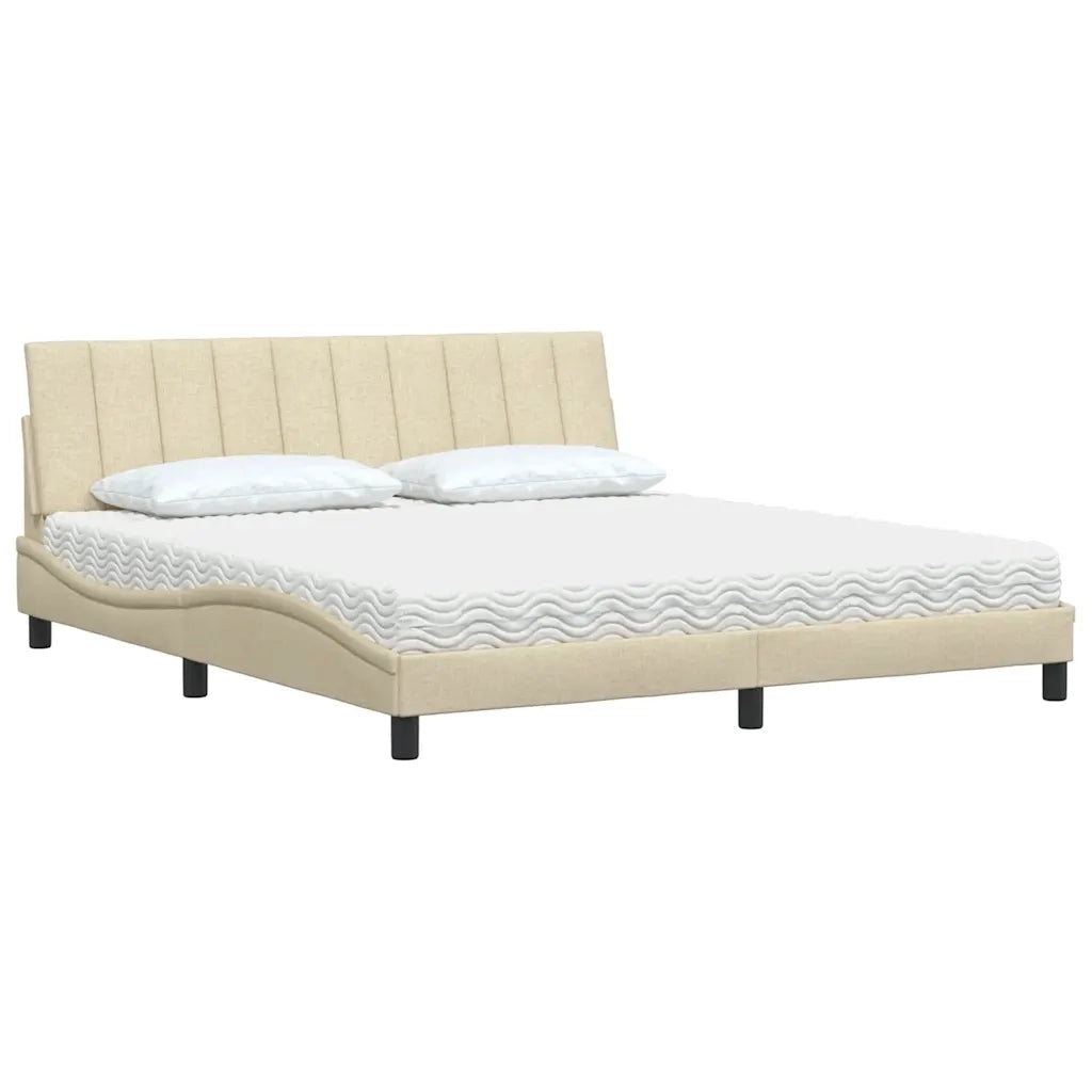 Letto con Materasso Hanko Crema 180x200 cm in Tessuto 3310550