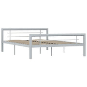 Letto matrimoniale | Letto per adulti | Giroletto Grigio e Bianco in Metallo 160x200 cm
