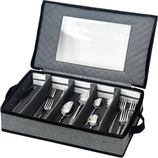 Organizzatore per posate con separatori regolabili e coperchio per conservare coltelli, forchette e cucchiai - Ideale per cucine da campeggio, vacanze e viaggi