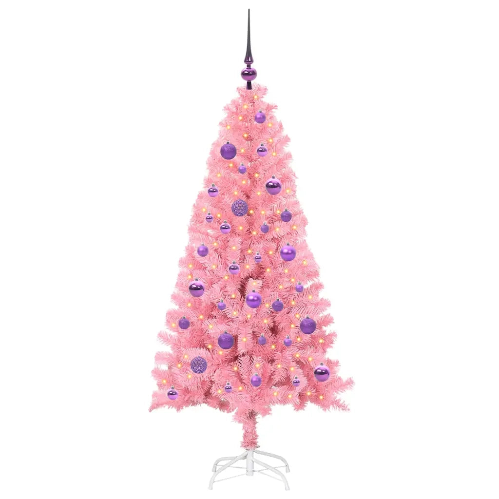 Albero di Natale | Decorazioni natalizie con 150 LED con supporto Rosa 150 cm PVC