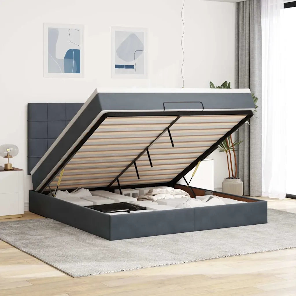 vidaXL Struttura Letto Pouf con Materassi 160x200 cm in Velluto