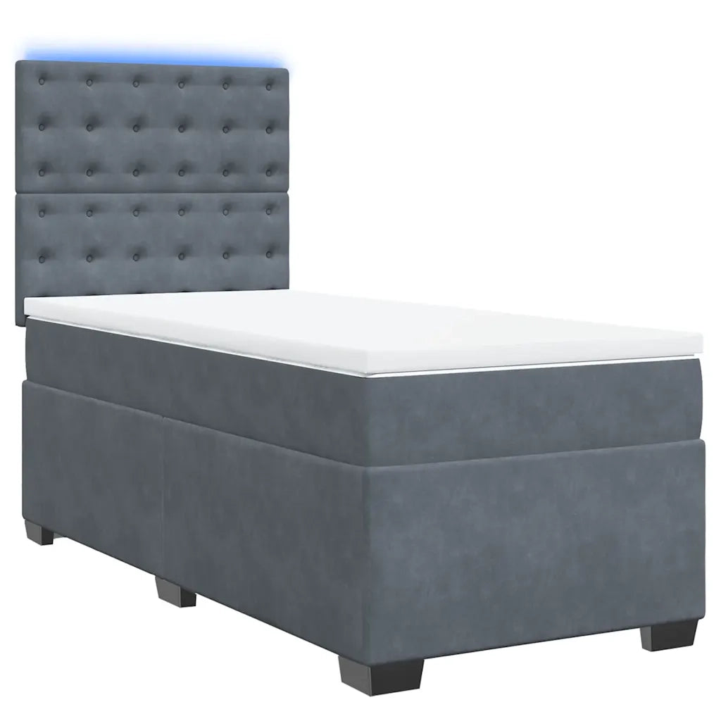 Giroletto a Molle con Materasso Grigio Scuro 80x200 cm Velluto