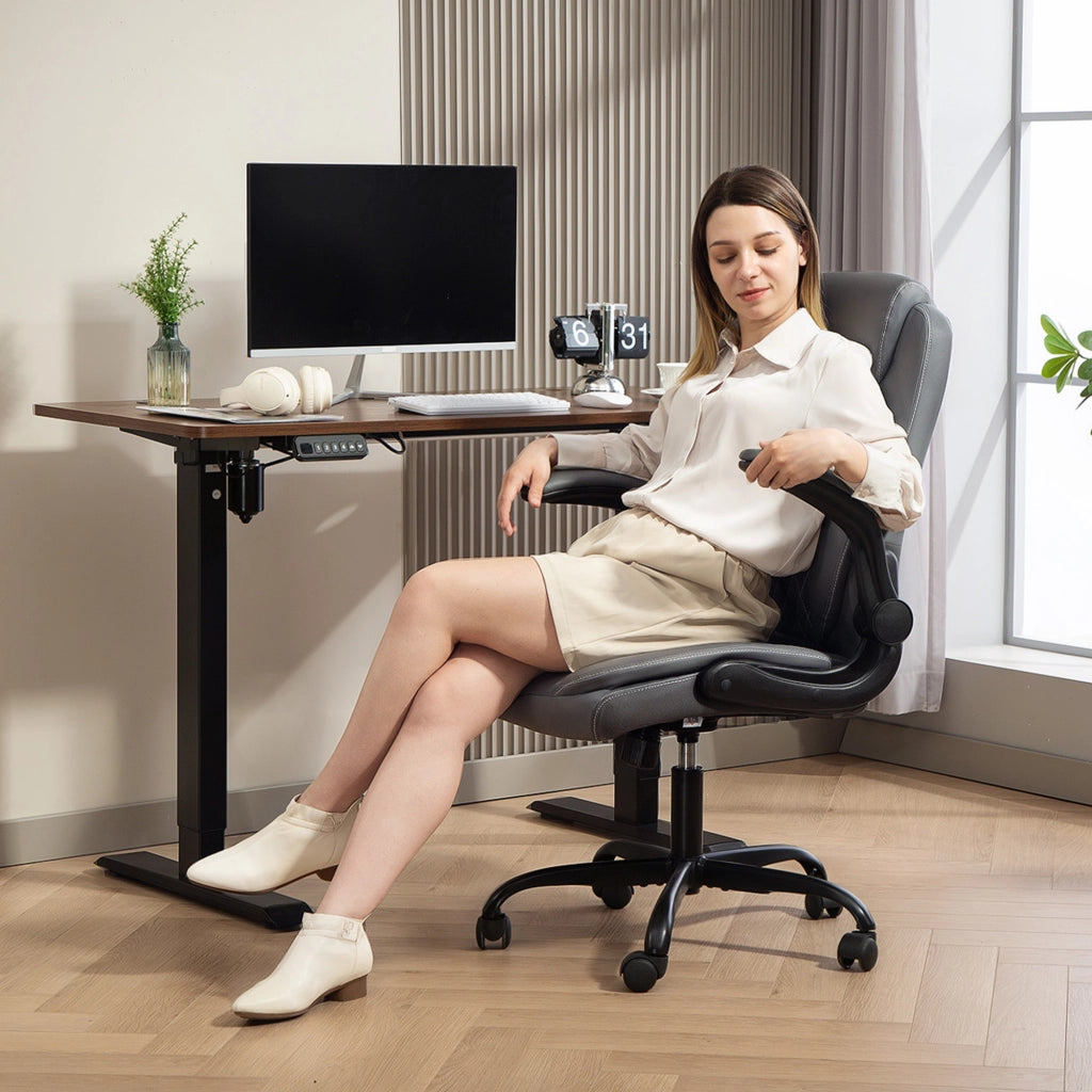 Sedia da ufficio ergonomica ¨C zephmum ¨C grigio, regolabile, braccioli