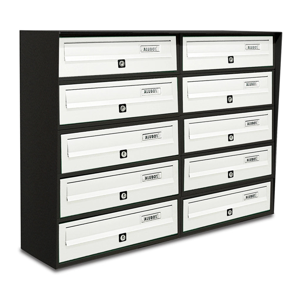 ALUBOX SLIM Cassette Postali Condominiali 10 Posti 63X77,5X30 Cm In Lamiera Zincata E Alluminio Cassetta Postale Da Esterno Condominiale Con Sistema Anti Prelievo