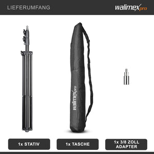 Stativo per luci FT-8051 max 5 kg e altezza fino a 260 cm, cavalletto fotografico per faretti LED flash ring light attrezzature foto e video, adattatore 3/8" e borsa