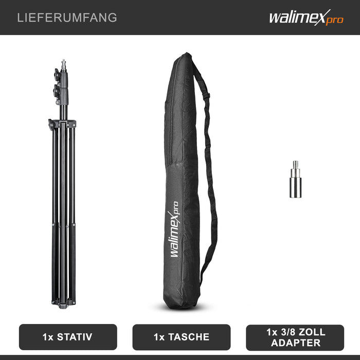 Stativo per luci FT-8051 max 5 kg e altezza fino a 260 cm, cavalletto fotografico per faretti LED flash ring light attrezzature foto e video, adattatore 3/8" e borsa