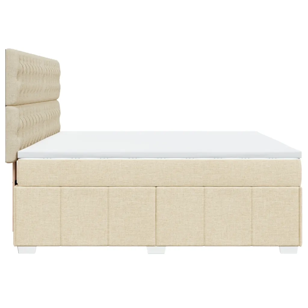 vidaXL Giroletto a Molle con Materasso Crema 180x200 cm in Tessuto
