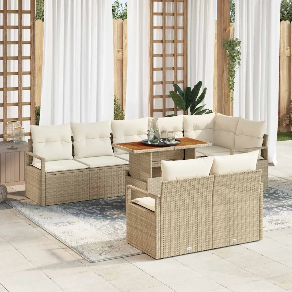 Set Divano da Giardino 9 pcs Beige Poly Rattan 3358465