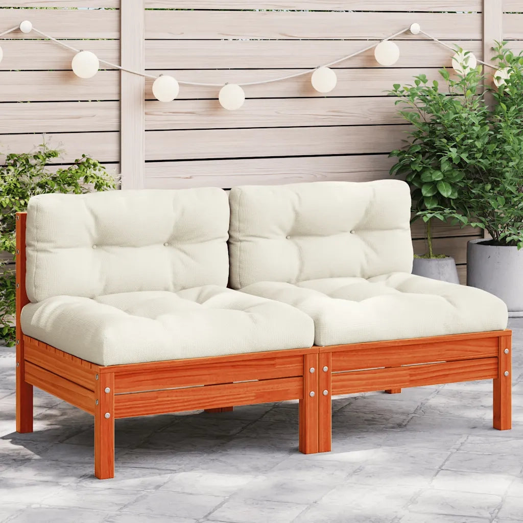 Divano Giardino Senza Braccioli Cuscini 2pz Marrone Cera Pinocod mxl 134781