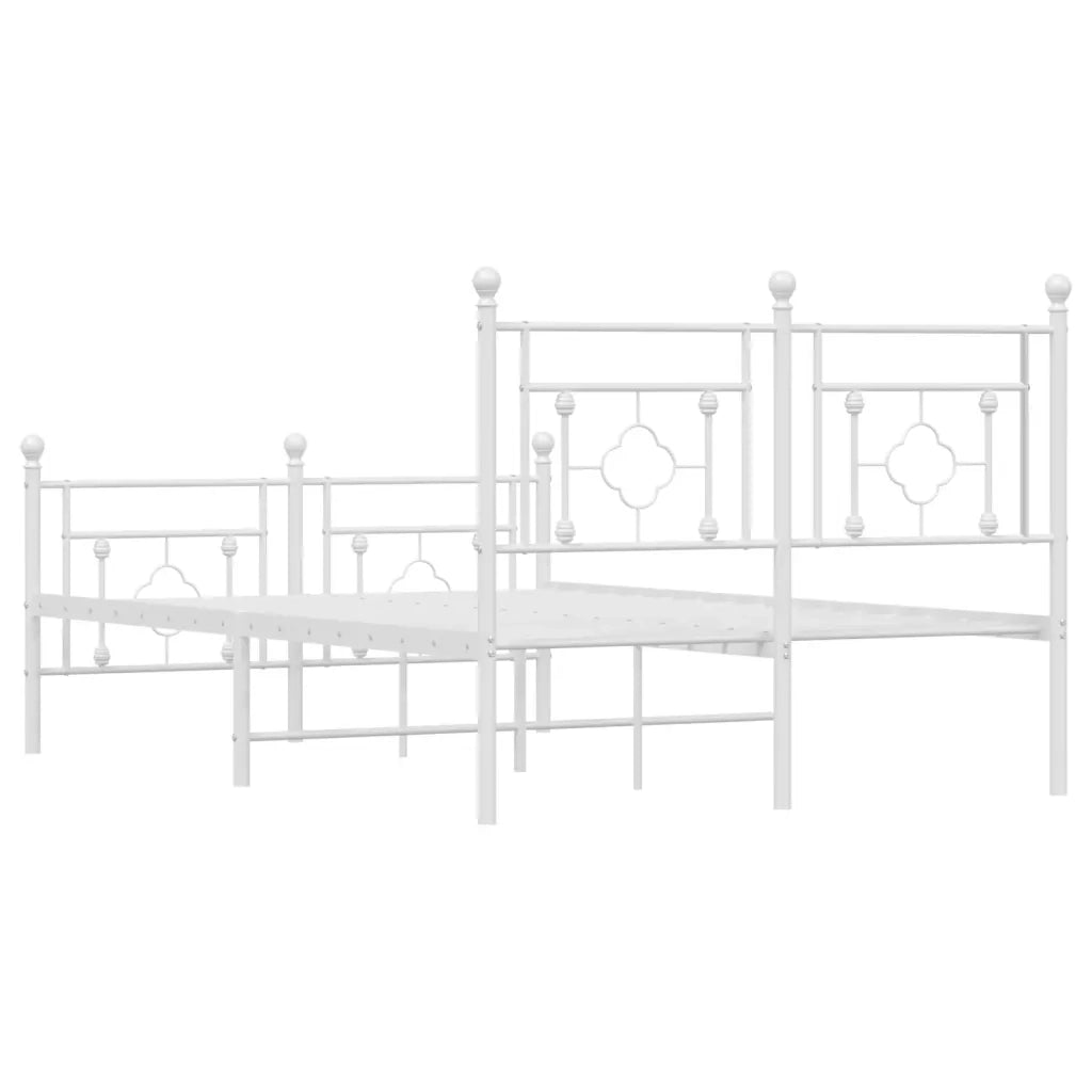 Giroletto con Testiera e Pediera-Struttura Letto Metallo Bianco 120x190 cm 737767