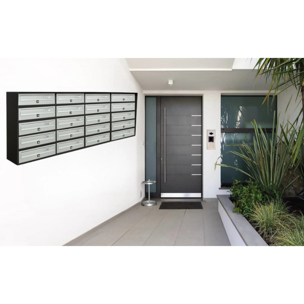 ALUBOX SLIM Cassette Postali Condominiali 20 Posti 63X154,5X30 Cm In Lamiera Zincata E Alluminio Cassetta Postale Da Esterno Condominiale Sistema Anti Prelievo Resistente All'Acqua
