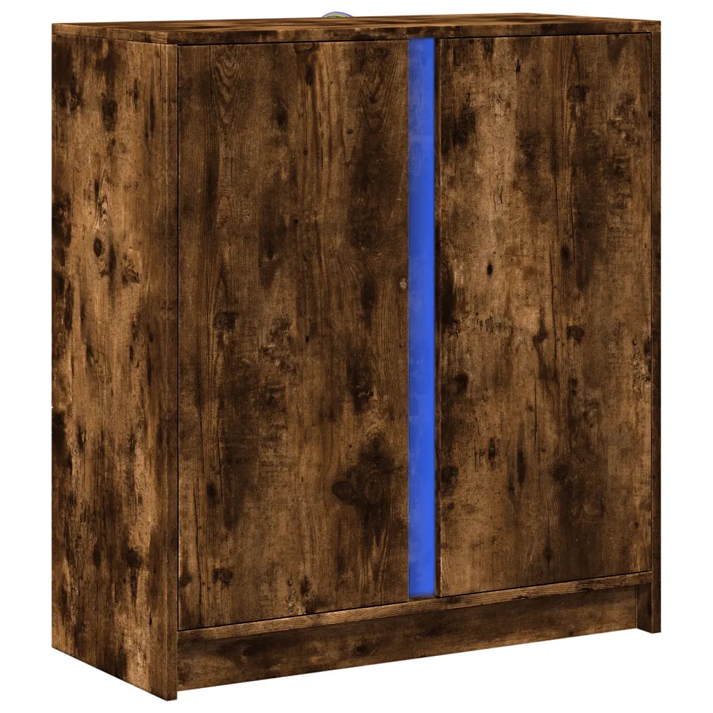 Credenza con LED-Buffet-Armadio da cucina Rovere Fumo 77x34x85 cm in Legno Multistrato