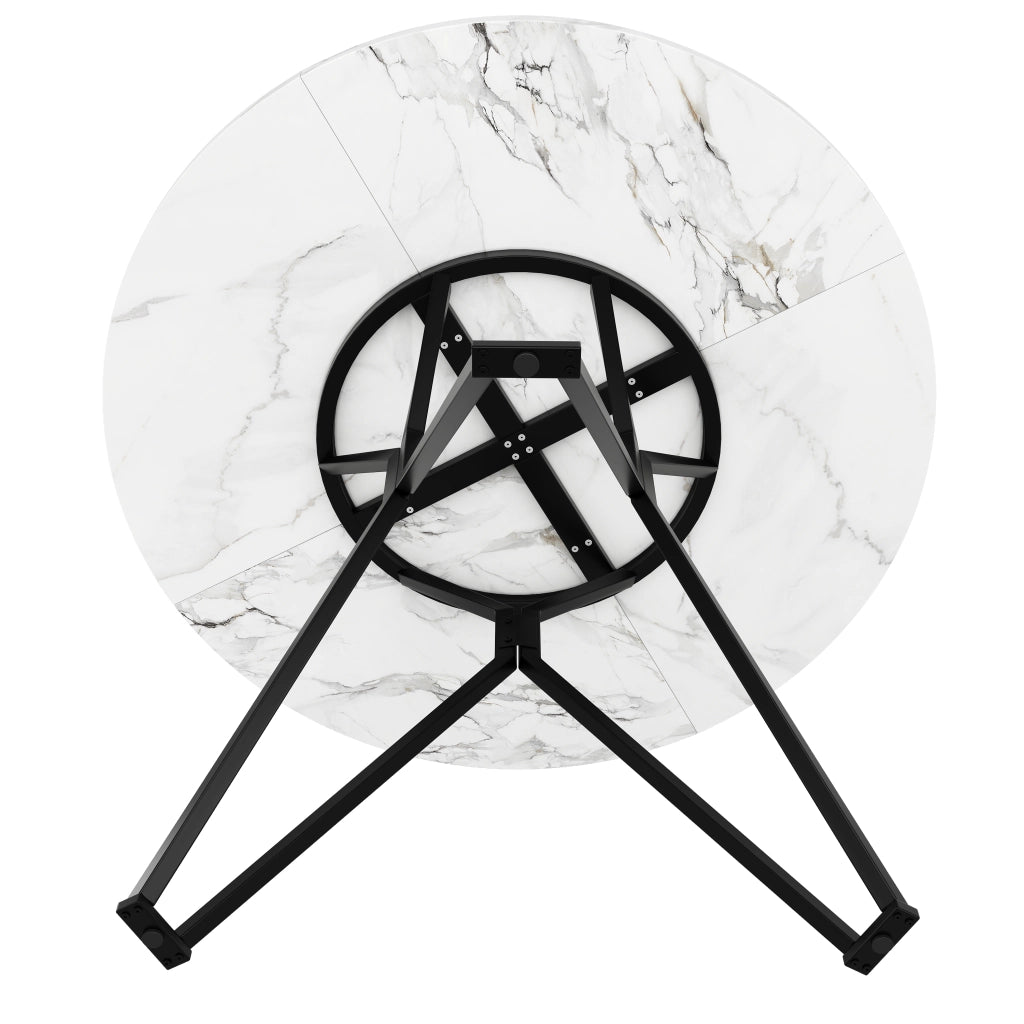 TAVOLO ROTONDO 100x100x76 cm in MDF Nero con piedini regolabili