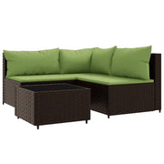Set Mobili da Giardino 4 pz con Cuscini in Polyrattan Marrone CFW4397200